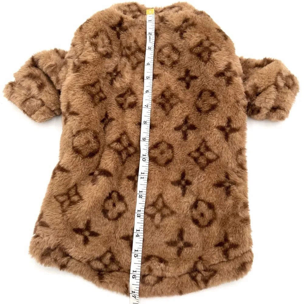 Soft Brown Faux Fur Cozy Dog Zip Up Jacket